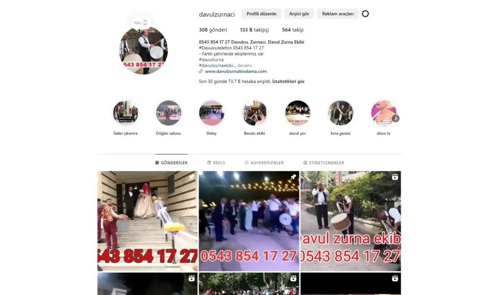 Çankaya Davulcu İnstagram Adresi @davulzurnaci