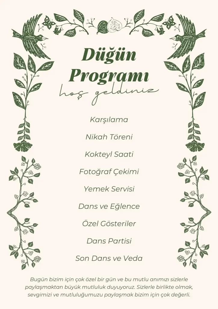 Düğün Salonu Program Akışı